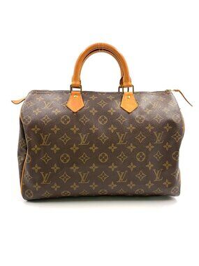 Louis Vuitton Speedy 35 Monogram Leather Brown Light Handbag Gold
